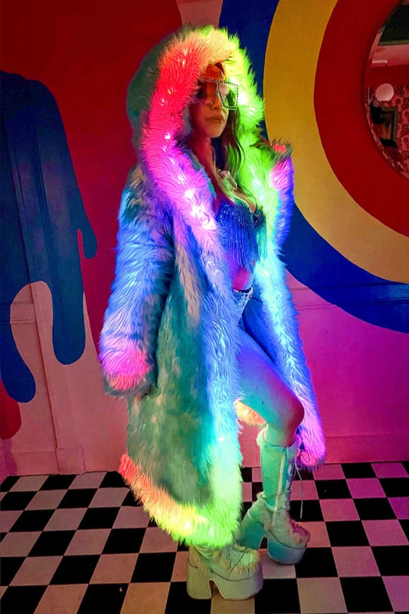 LED Costume Faux Fur Coat