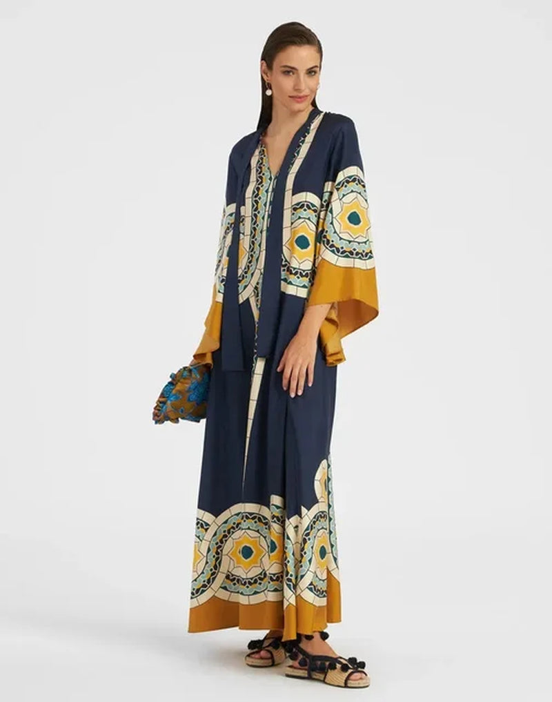 Vintage Print Long Dress