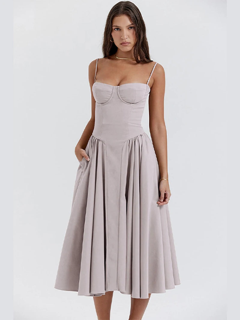 Pleated Hem Sling Dress
