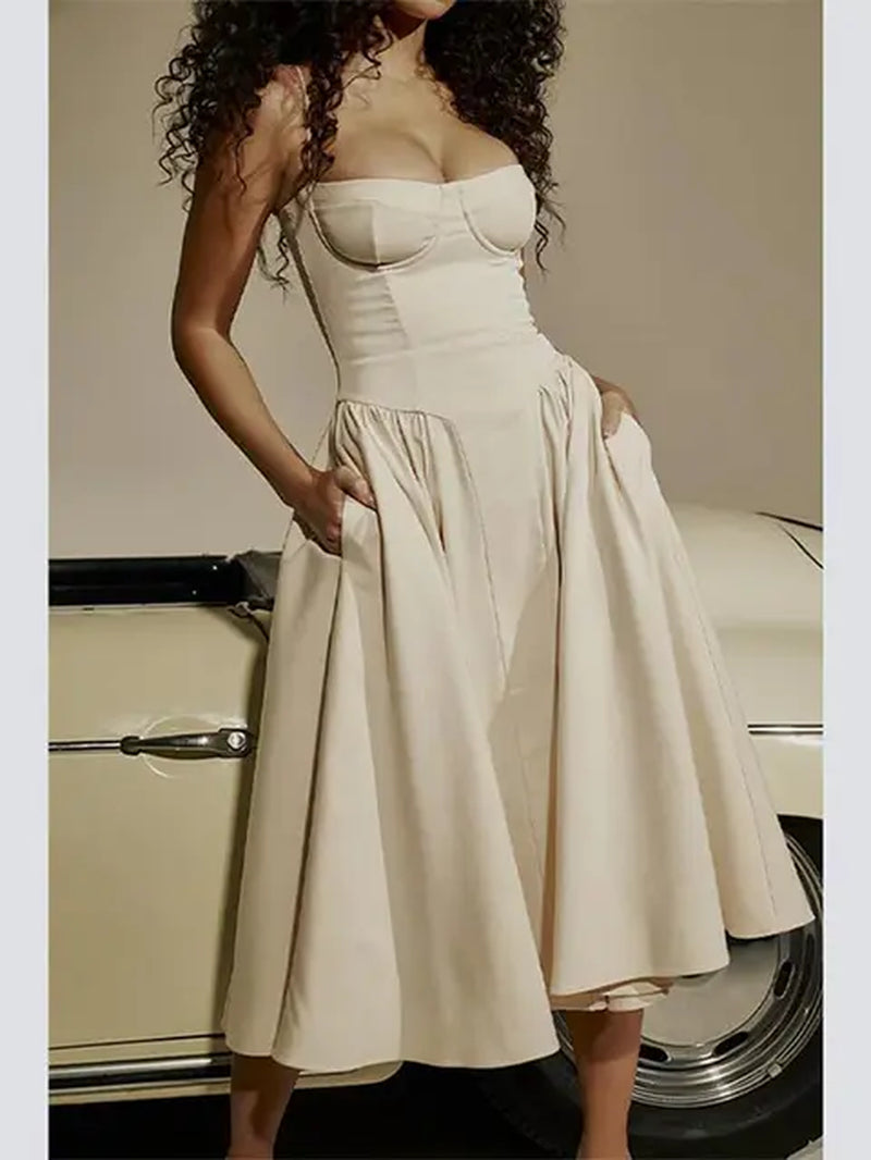 Pleated Hem Sling Dress