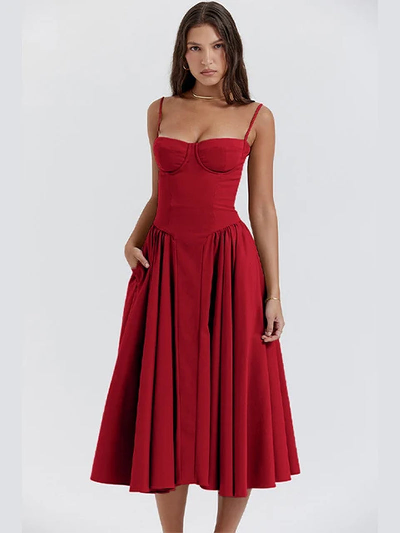Pleated Hem Sling Dress