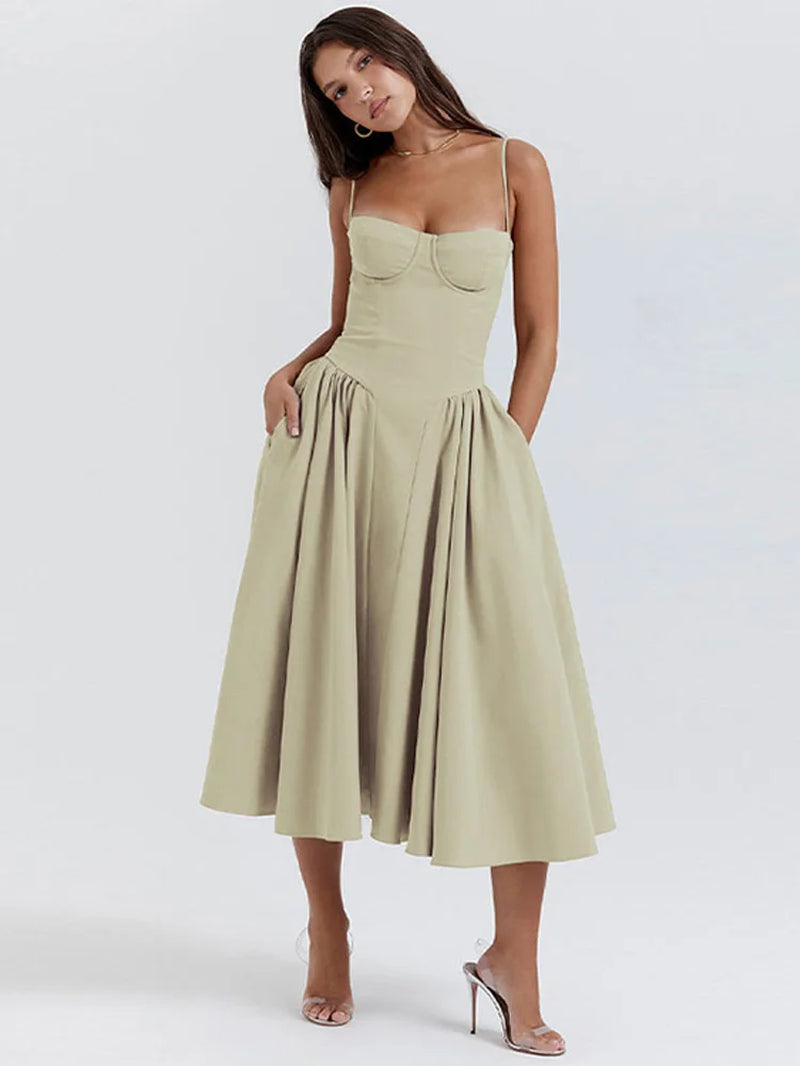Pleated Hem Sling Dress