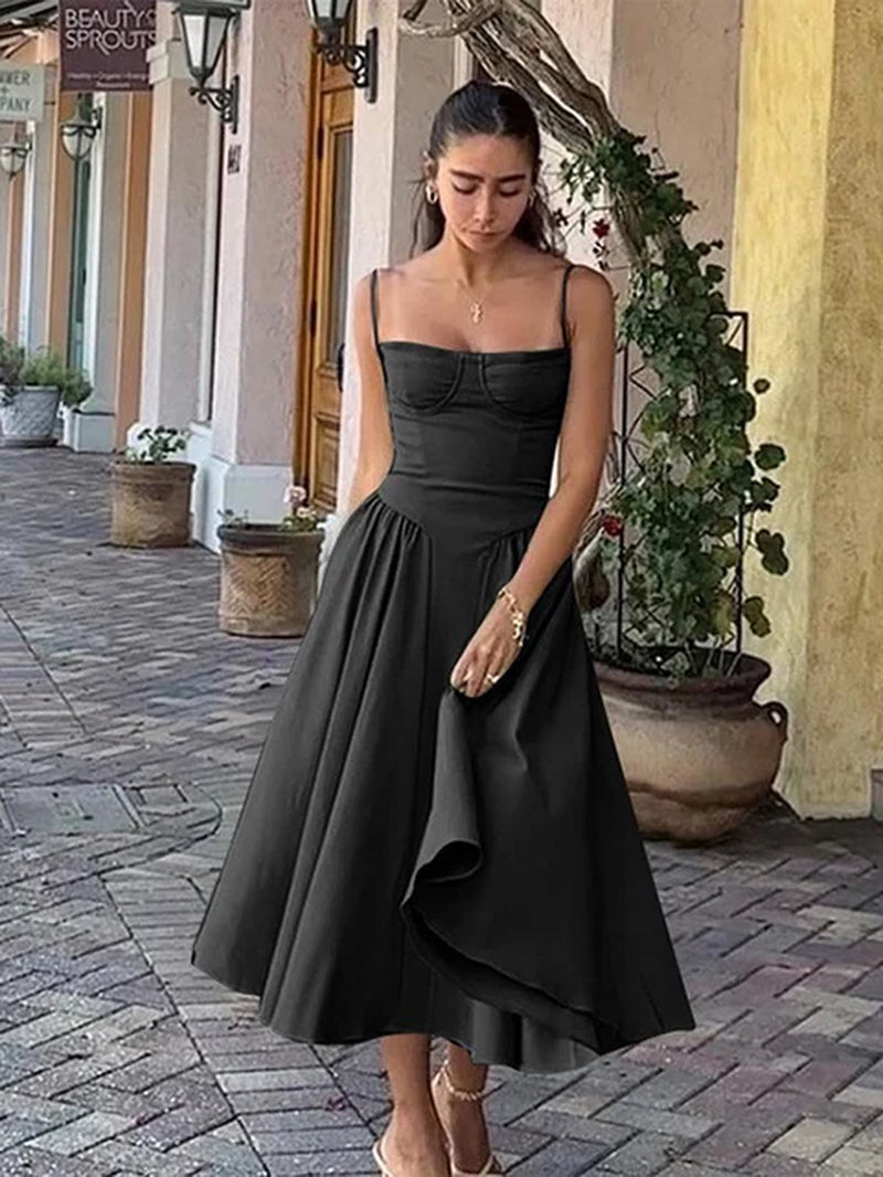 Pleated Hem Sling Dress