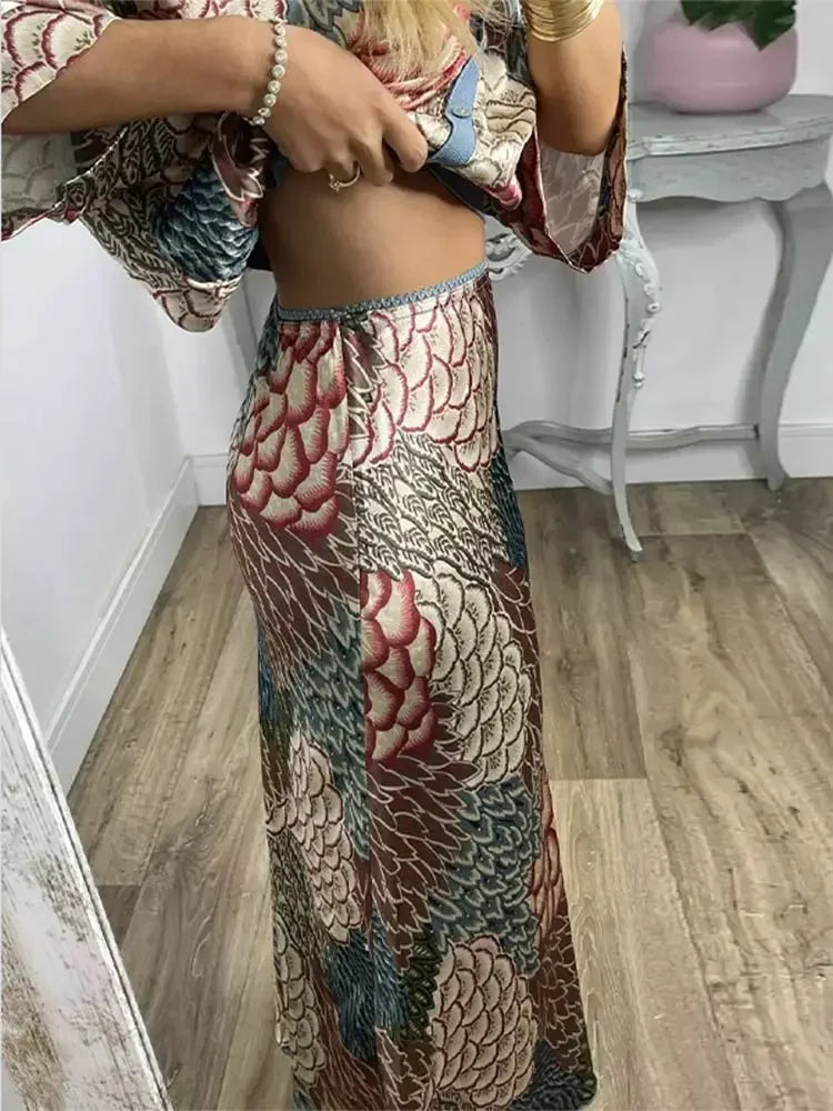 Bohemian Shirt and Skirt Set
