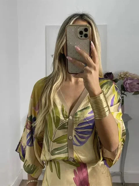 Bohemian Shirt and Skirt Set
