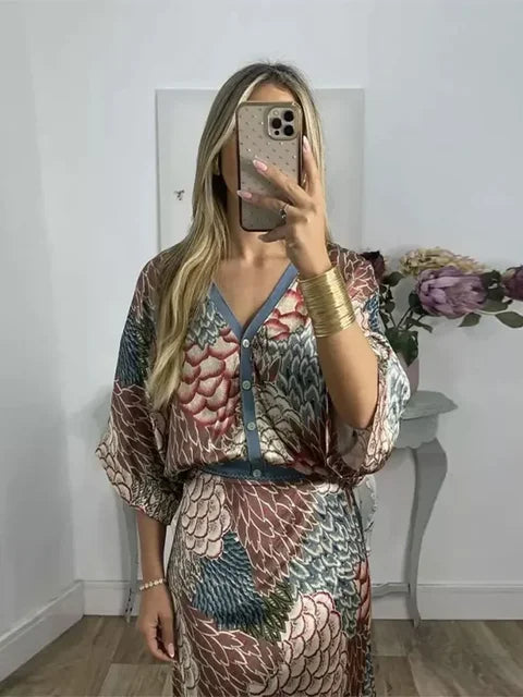 Bohemian Shirt and Skirt Set