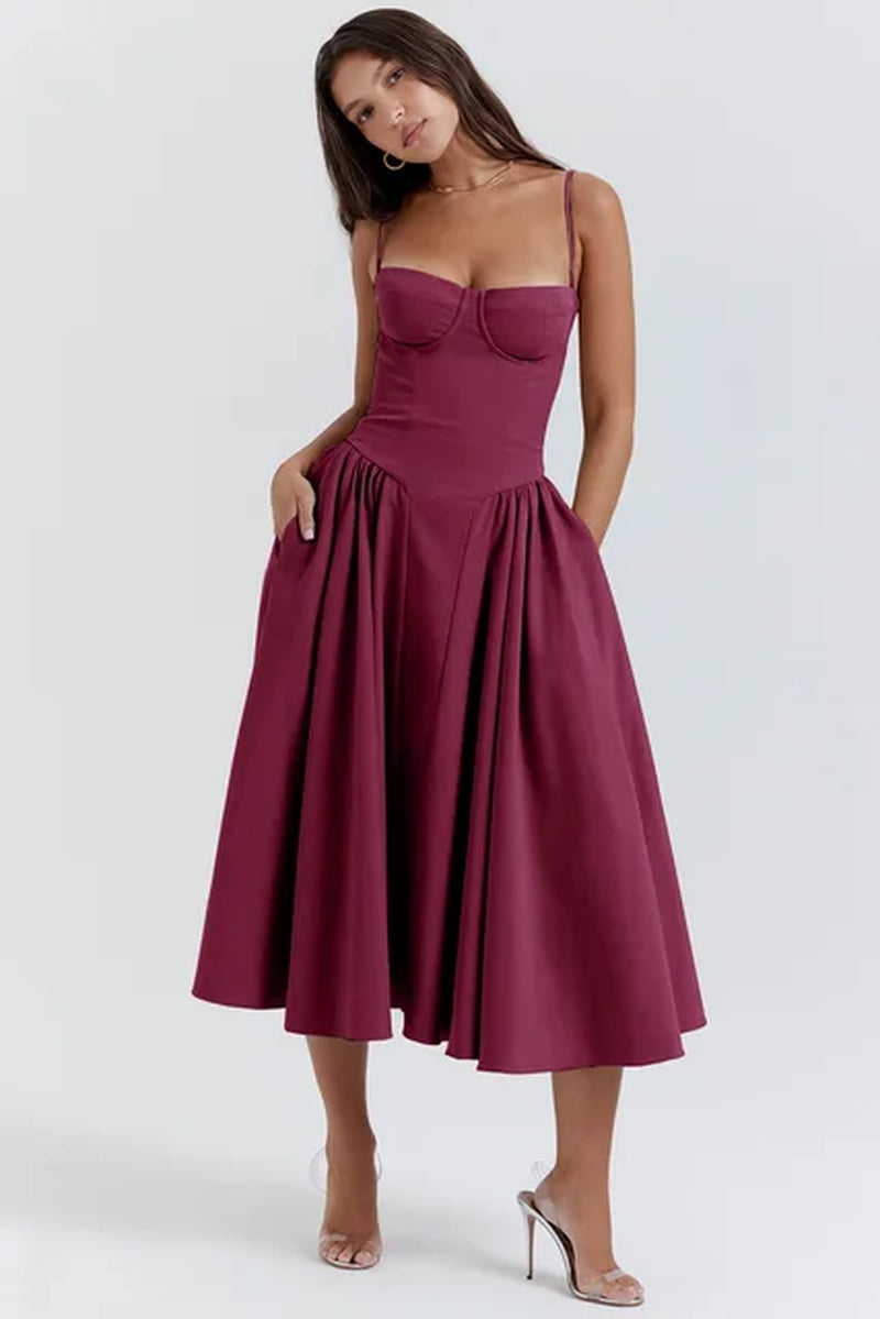 Pleated Hem Sling Dress