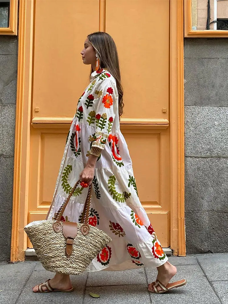 Printed Loose Shirt Dresses