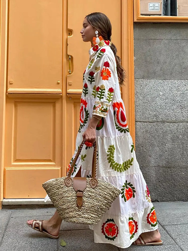 Printed Loose Shirt Dresses