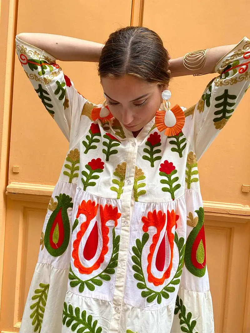Printed Loose Shirt Dresses