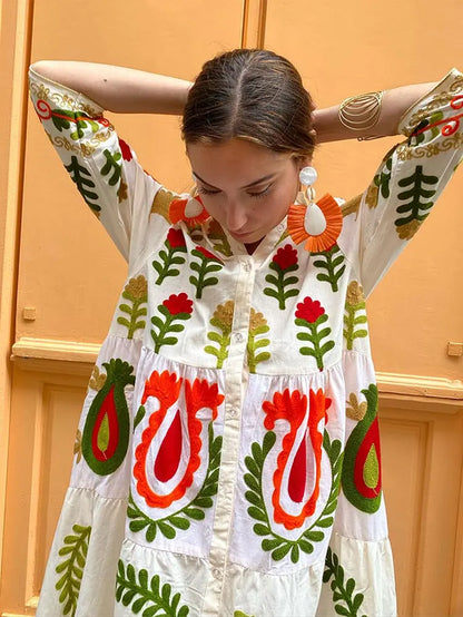 Printed Loose Shirt Dresses