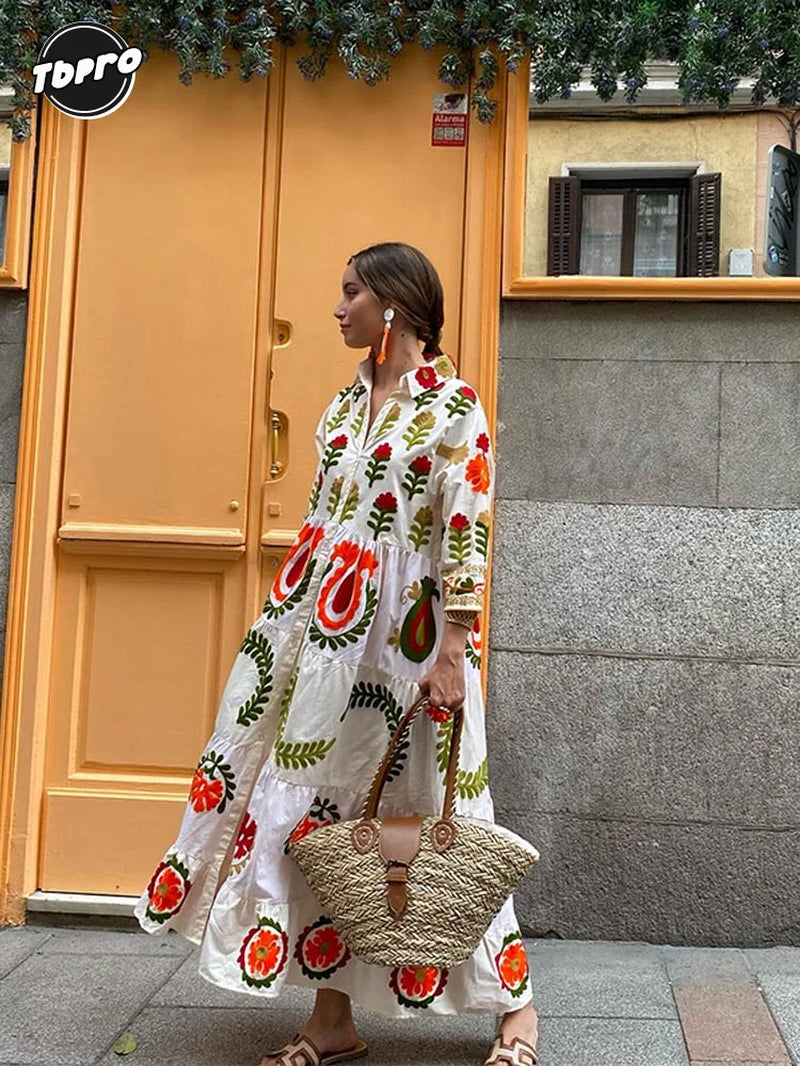 Printed Loose Shirt Dresses